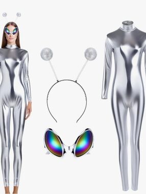 Adult Silver Alien Costume